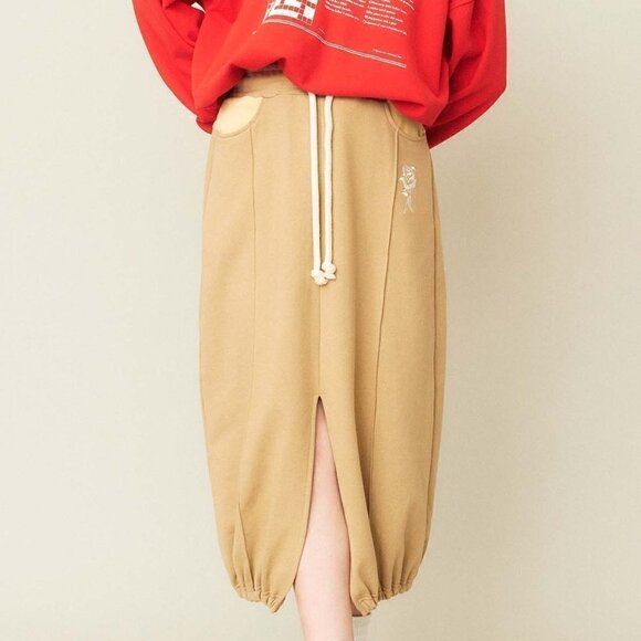 KIJUN NEO-STANDARD WILD ROSE JERSEY SKIRT BEIGE SIZE S KOREAN BRAND - Picture 4 of 13